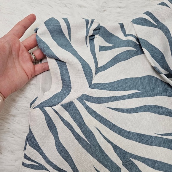 Samlin Ladies Women's Blue Zebra Print Cowl Neck Cap Sleeve Mini Dress. Size XL - Picture 2 of 6